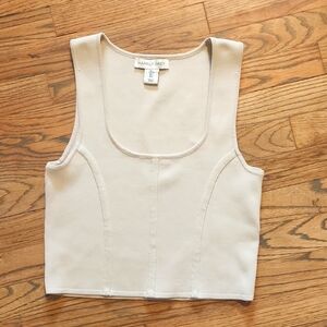 Happily Grey knit ribbed crop top in cream size L